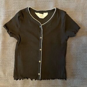 H&M Black Faux-Button-Down Top, Size 5T
